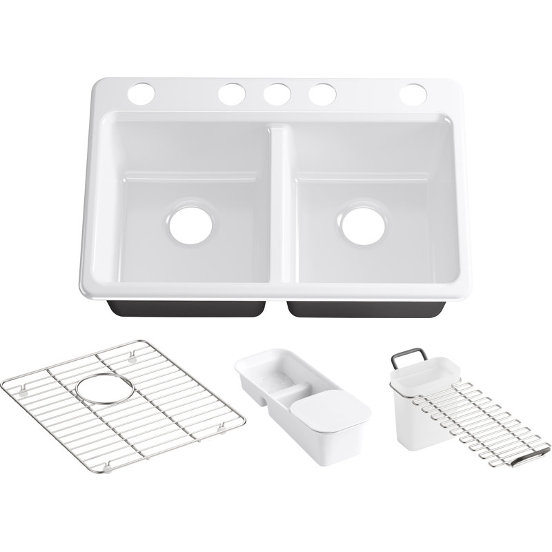 Kohler Riverby 33" x 22" x 9.625" Under-Mount Double-Equal ...