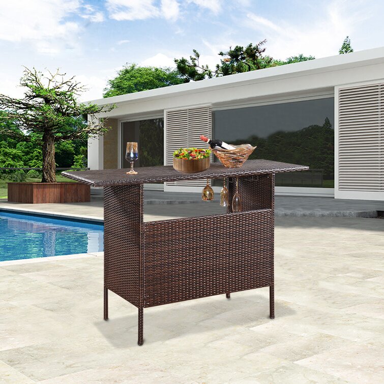 outdoor patio wicker bar counter table