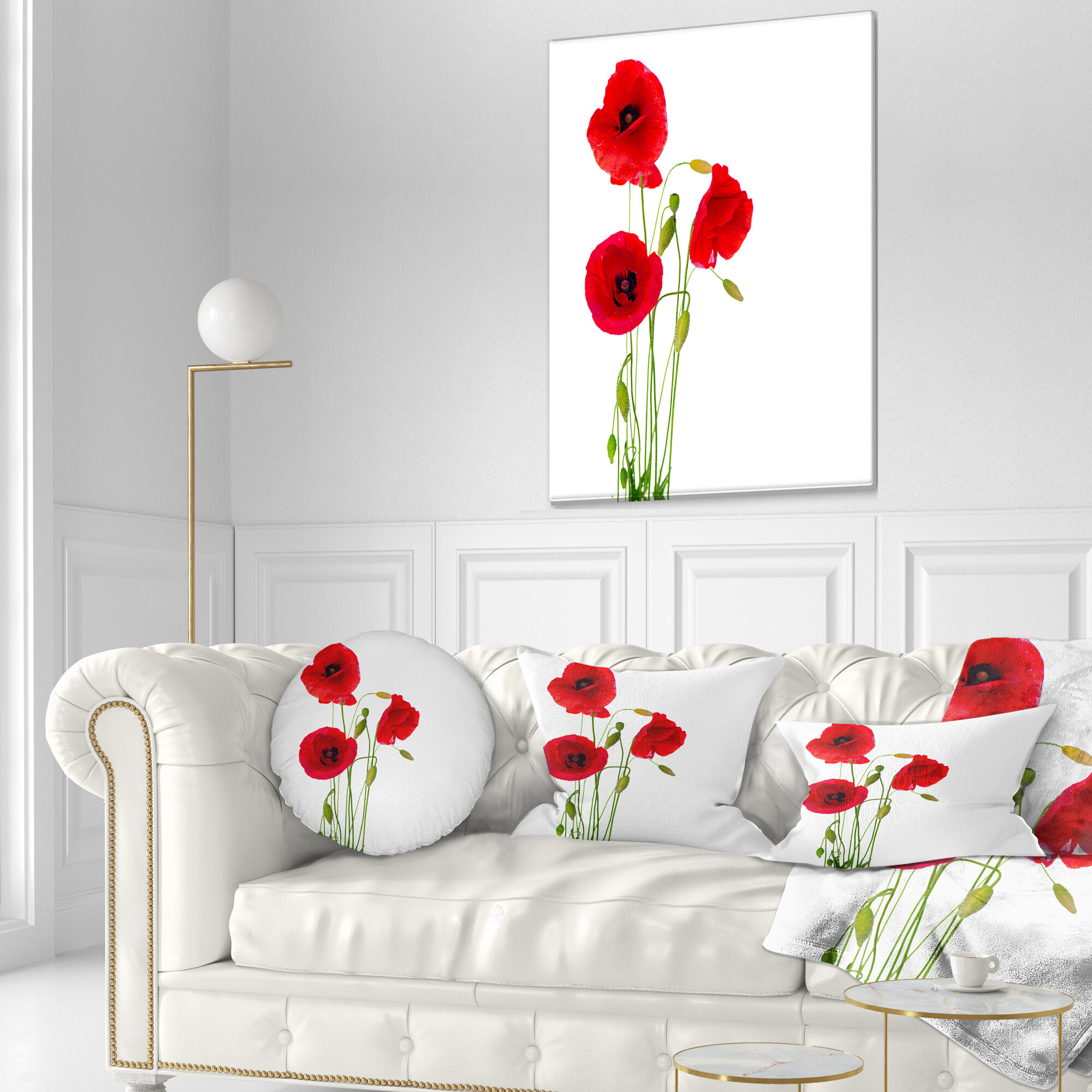 East Urban Home Floral Isolated Poppy Flowers Lumbar Pillow | Wayfair