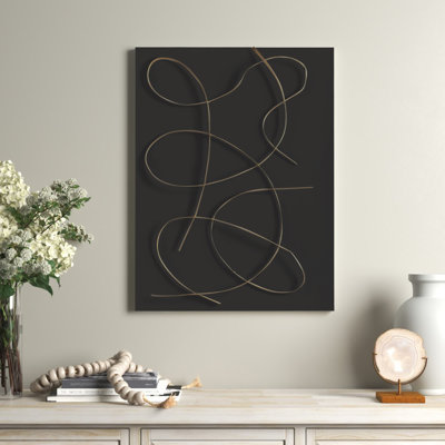 White Metal Abstract Overlapping Lines Home Wall Decor with White Backing, INCOMPLETE 