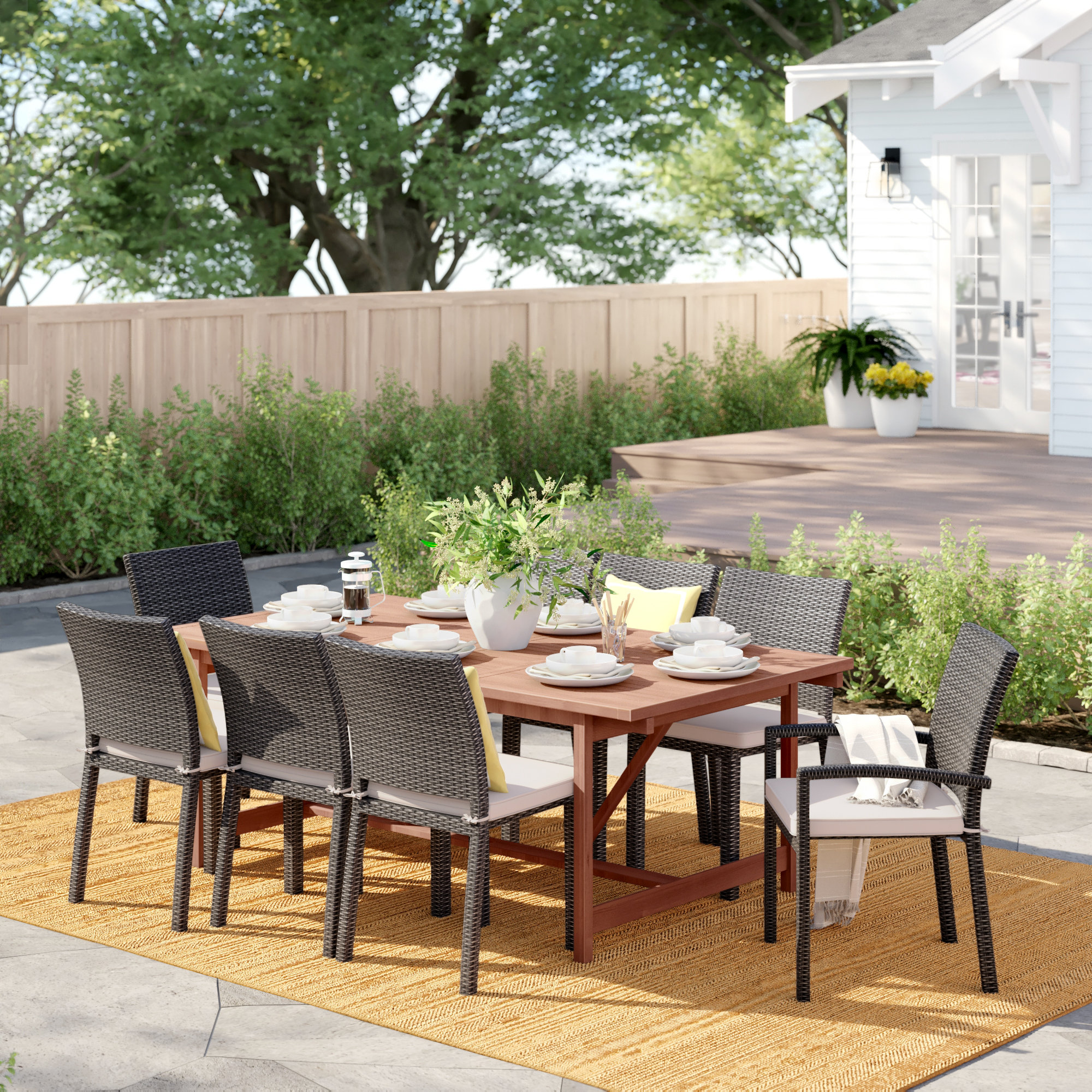 Sol 72 Outdoor Brighton 9 Piece Dining Set With Cushions Wayfair