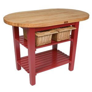 Eliptical C-Table Kitchen Island with Butcher Block Top