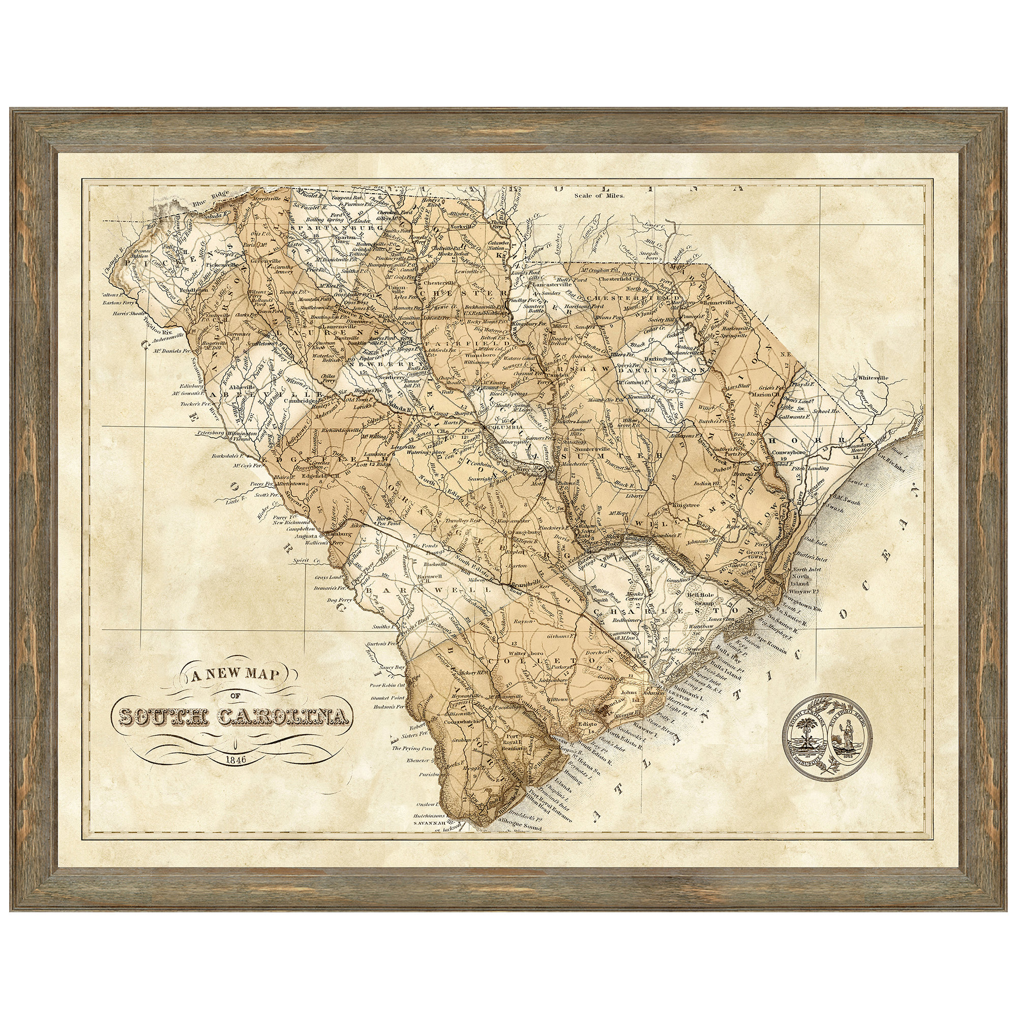 Charlton Home Map Of South Carolina Framed Graphic Art Print Reviews Wayfair