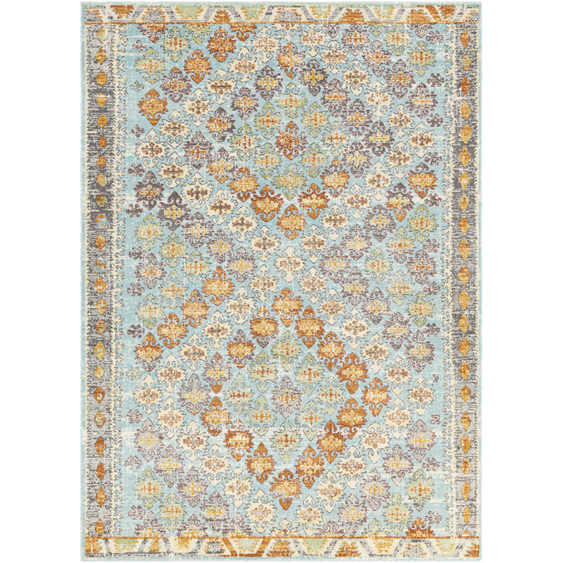 World Menagerie Punxsutawney Oriental Aqua Rust Indoor Outdoor Area Rug Reviews Wayfair
