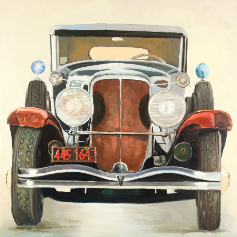 Williston Forge Vintage Luxury Car Oil Painting Print On Wrapped