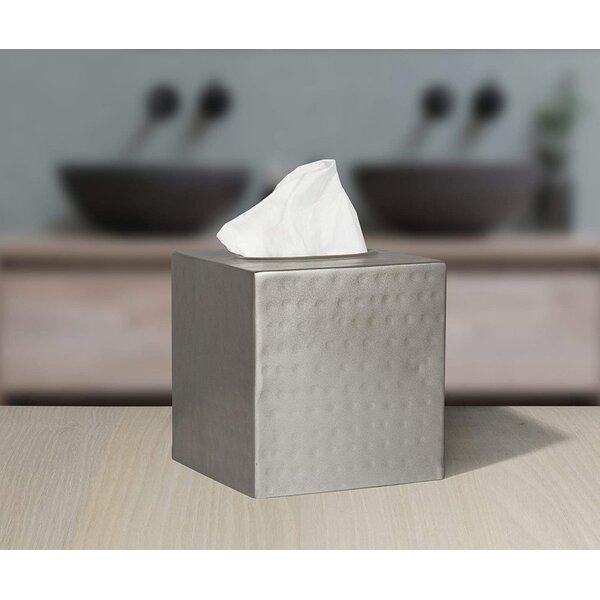 Wamsutta Tissue Box Cover Palace Pearl Silver Band Plastic Kleenex Square Cube 