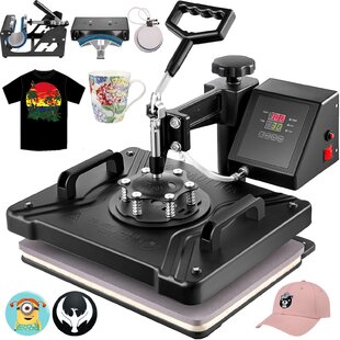 12X10” 5 in 1 Multifunctional 360 Degree Swivel T-shirt Heat Press Machine 
