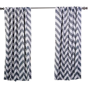 Angel Chevron Blackout Thermal Rod Pocket Single Curtain Panel