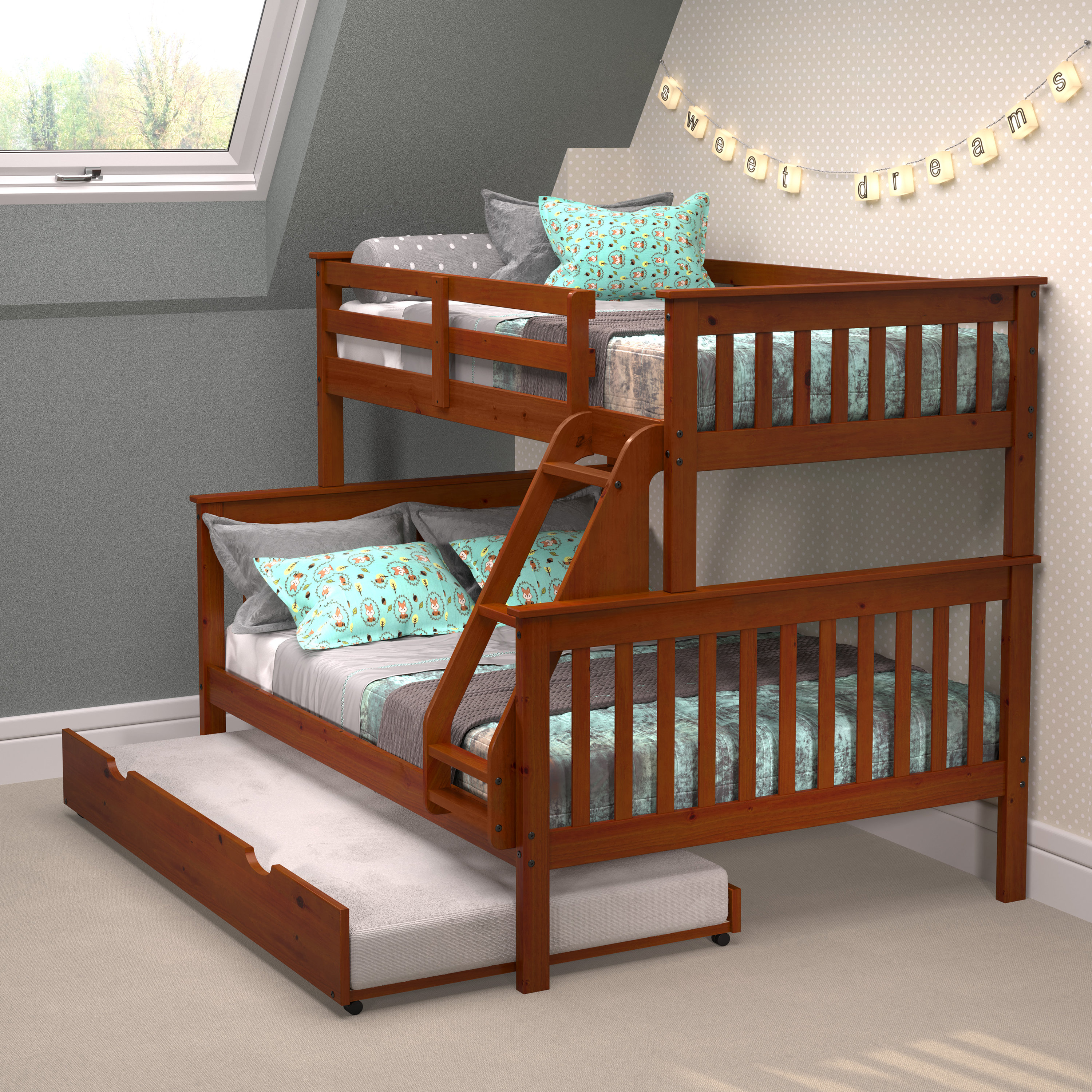 Harriet Bee Hadaway Twin Over Full Solid Wood Standard Bunk Bed with