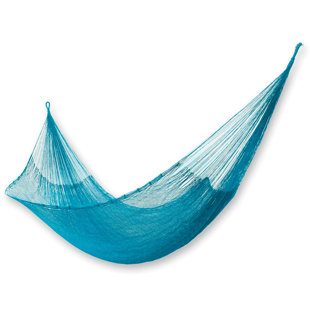 Go to store & view more images Portable Double Person Aqua Waters' Hand-Woven Mayan Artists of the Yucatan Nylon with Hanging Accessories Included Indoor And Outdoor Hammock by Novica