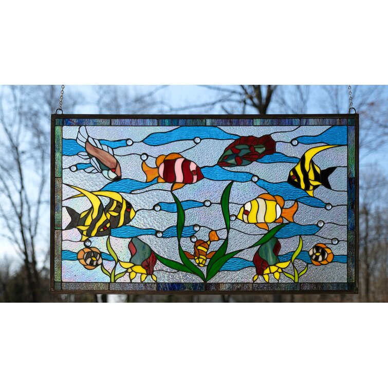 Rosecliff Heights Fish Under The Sea Stained Glass Window Panel Wayfair