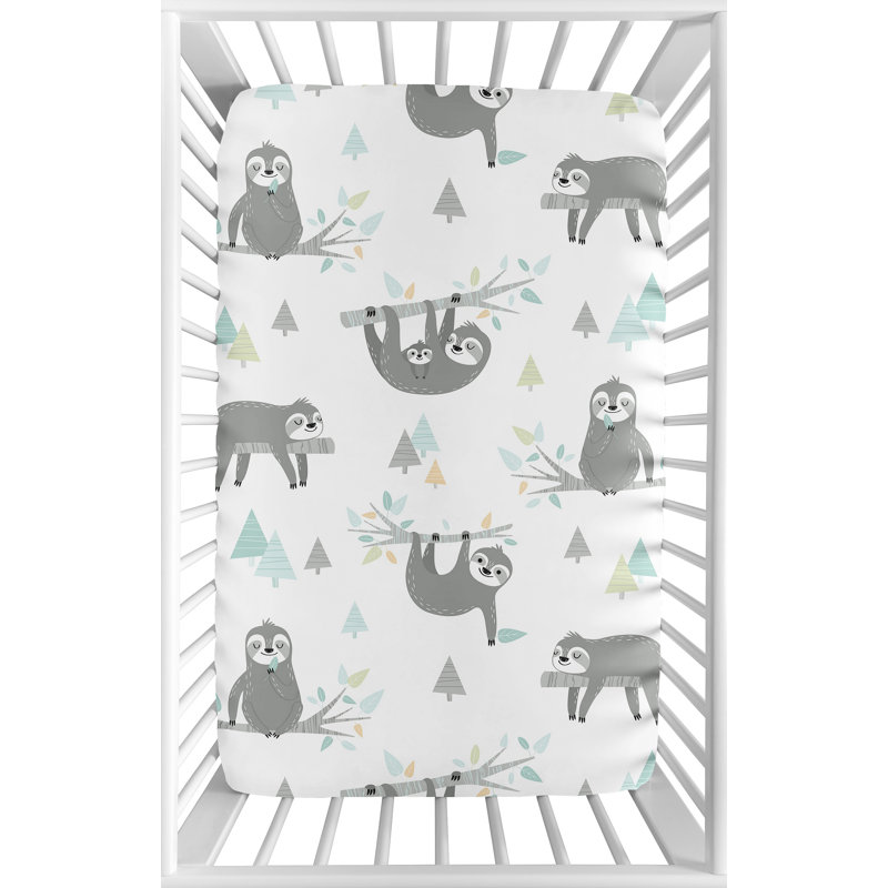 Sweet Jojo Designs Aqua And Grey Sloth Collection Sloth Mini