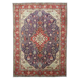 Tabriz Hand-Knotted Navy Area Rug