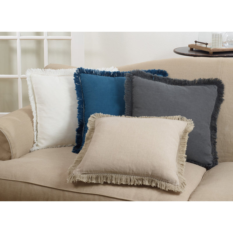 Gracie Oaks Zamudio Fringe Edges Linen Throw Pillow Wayfair