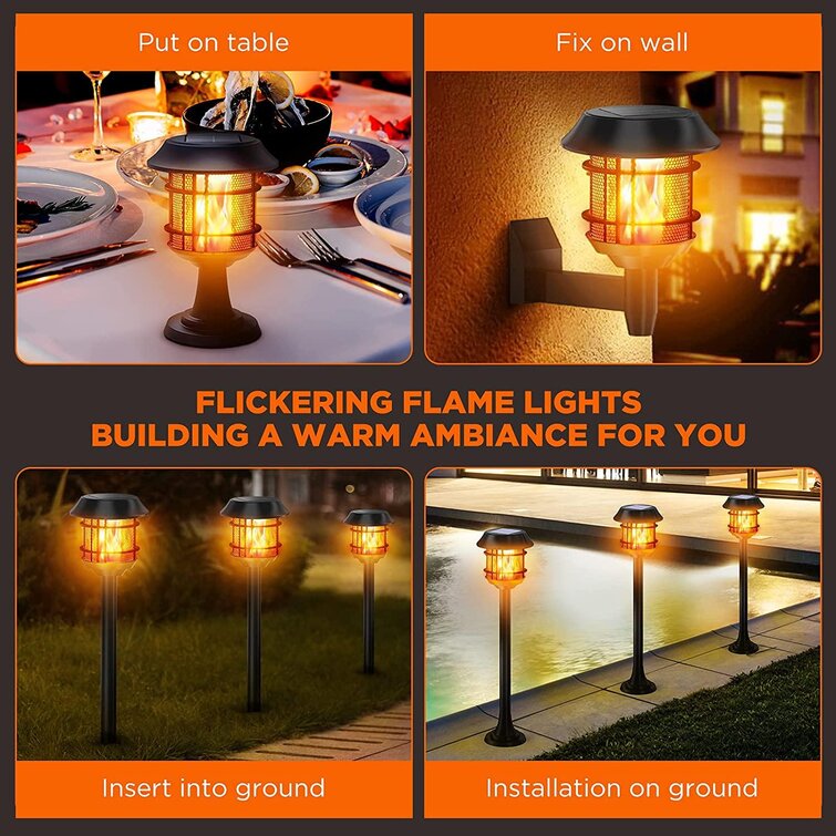 4 Pack Outdoor 12 LED Solar Torch Flickering Flame Light Garden Waterproof Lamps