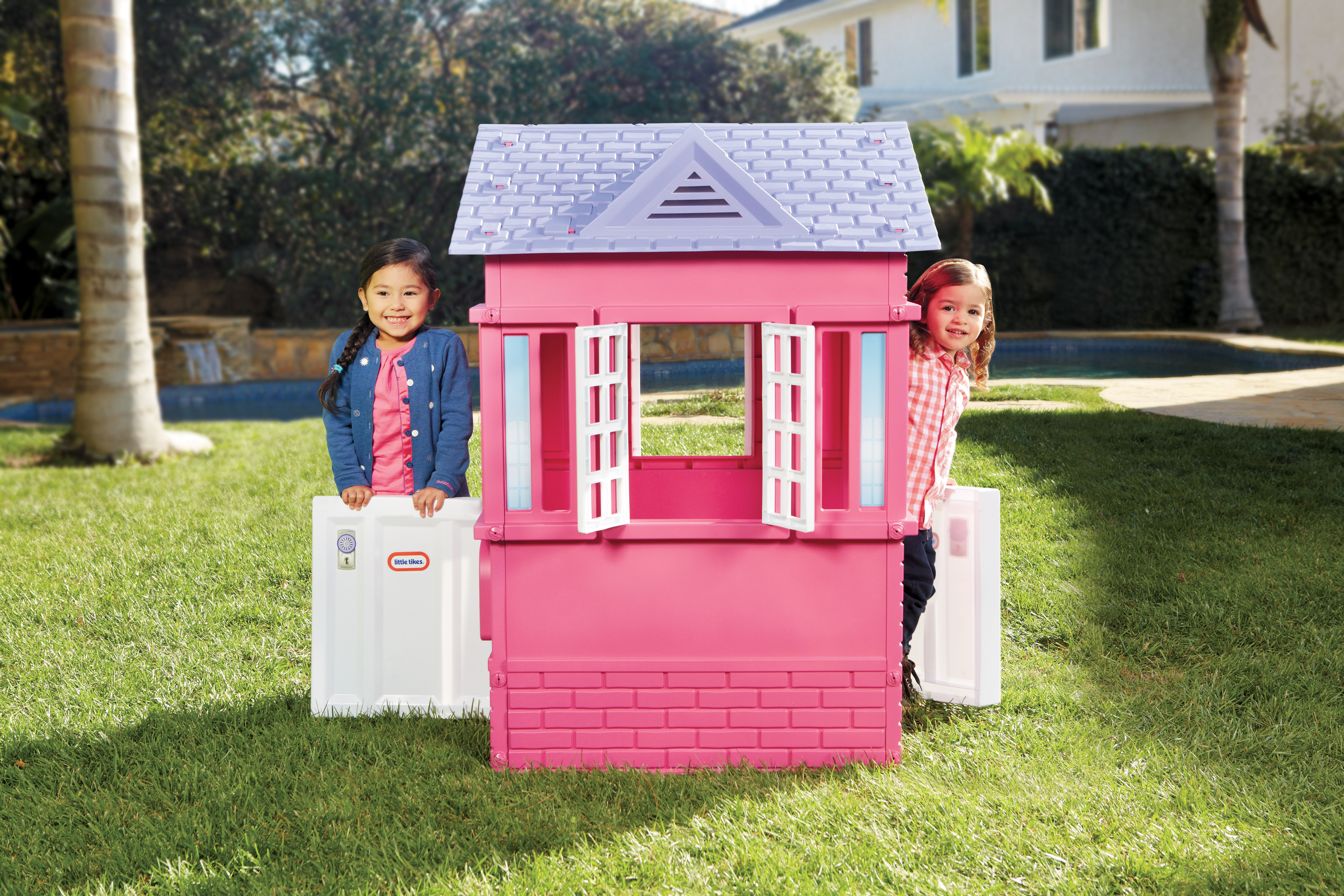 The playhouse is a little backyard playhouse packed with lots of fun and re...