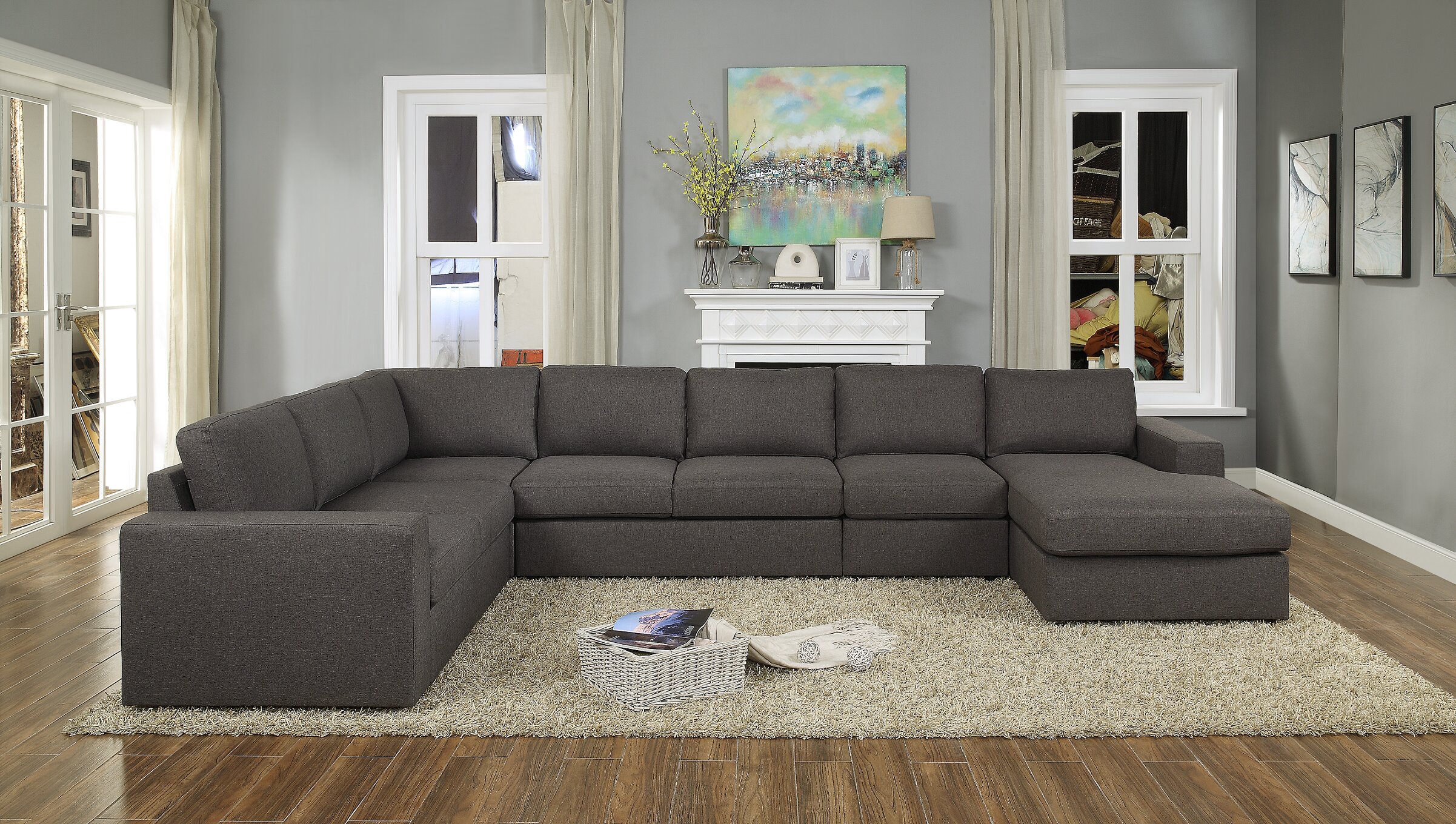 6 seater modular lounge with chaise