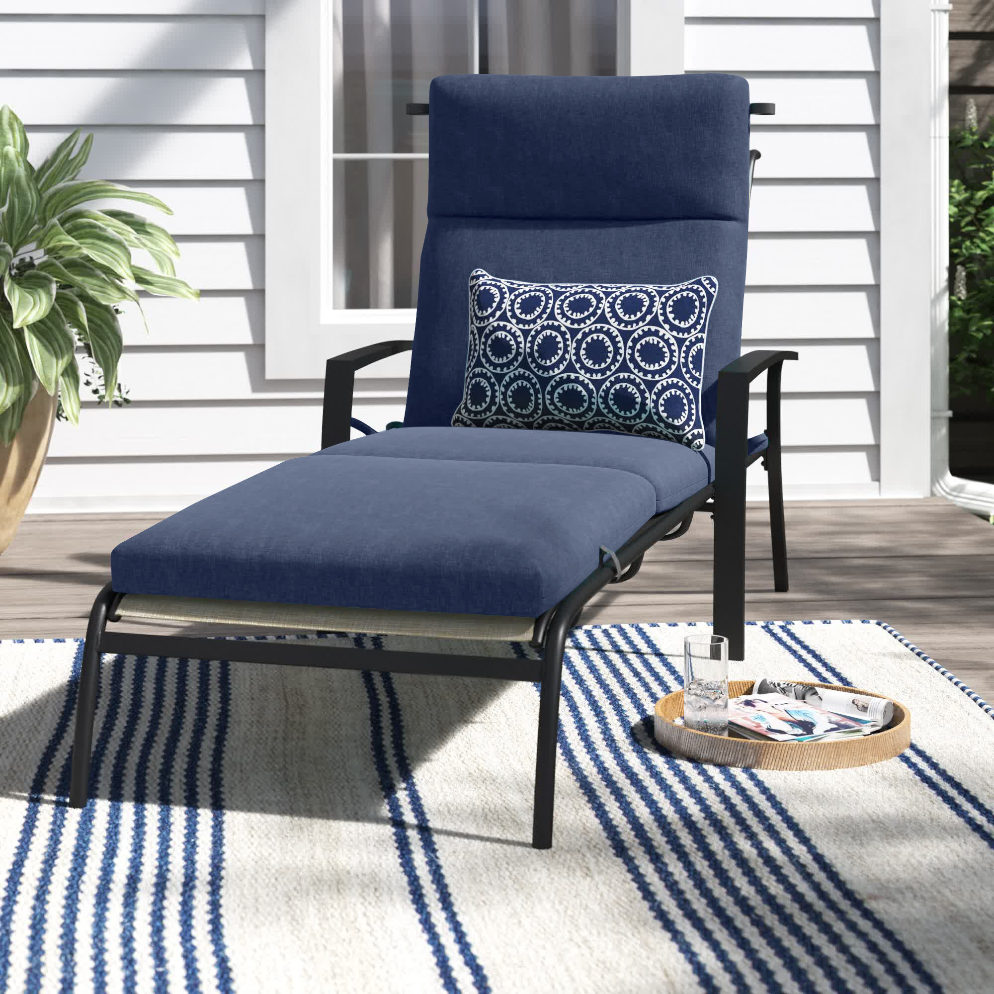 Details about   Tufted Chair Seating Pad 22 X 44" Outdoor Patio Three Folding Thick Cushion Blue 