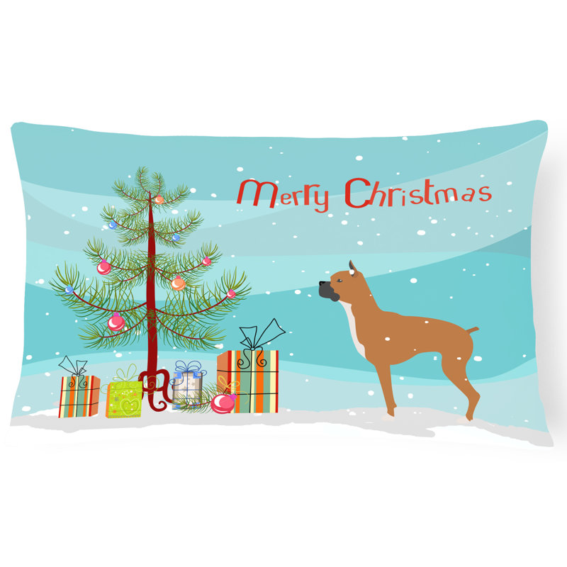 The Holiday Aisle Boxer Merry Christmas Tree Indoor Outdoor Lumbar