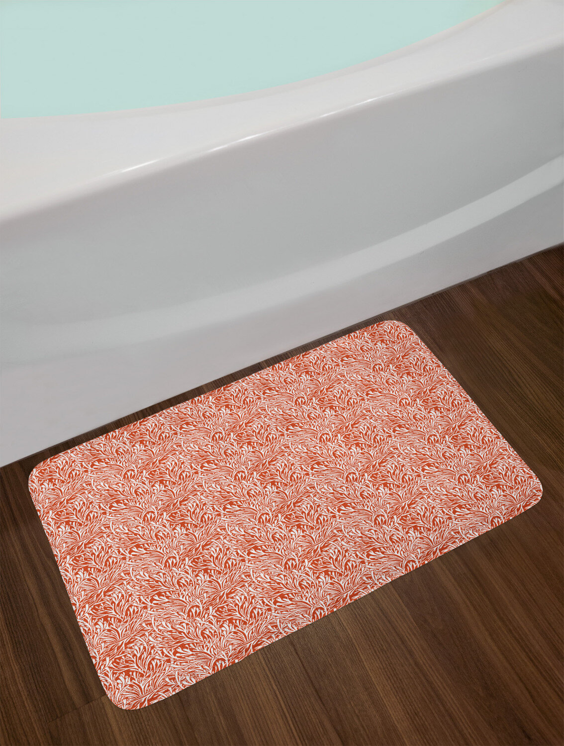 coral bath mat and pedestal