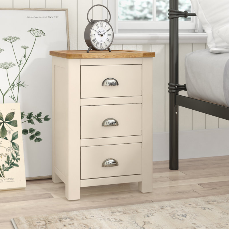 August Grove Amelia 3 Drawer Bedside Table & Reviews Wayfair.co.uk