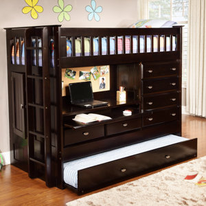Kaitlyn Twin Loft Bed with Trundle and Storage
