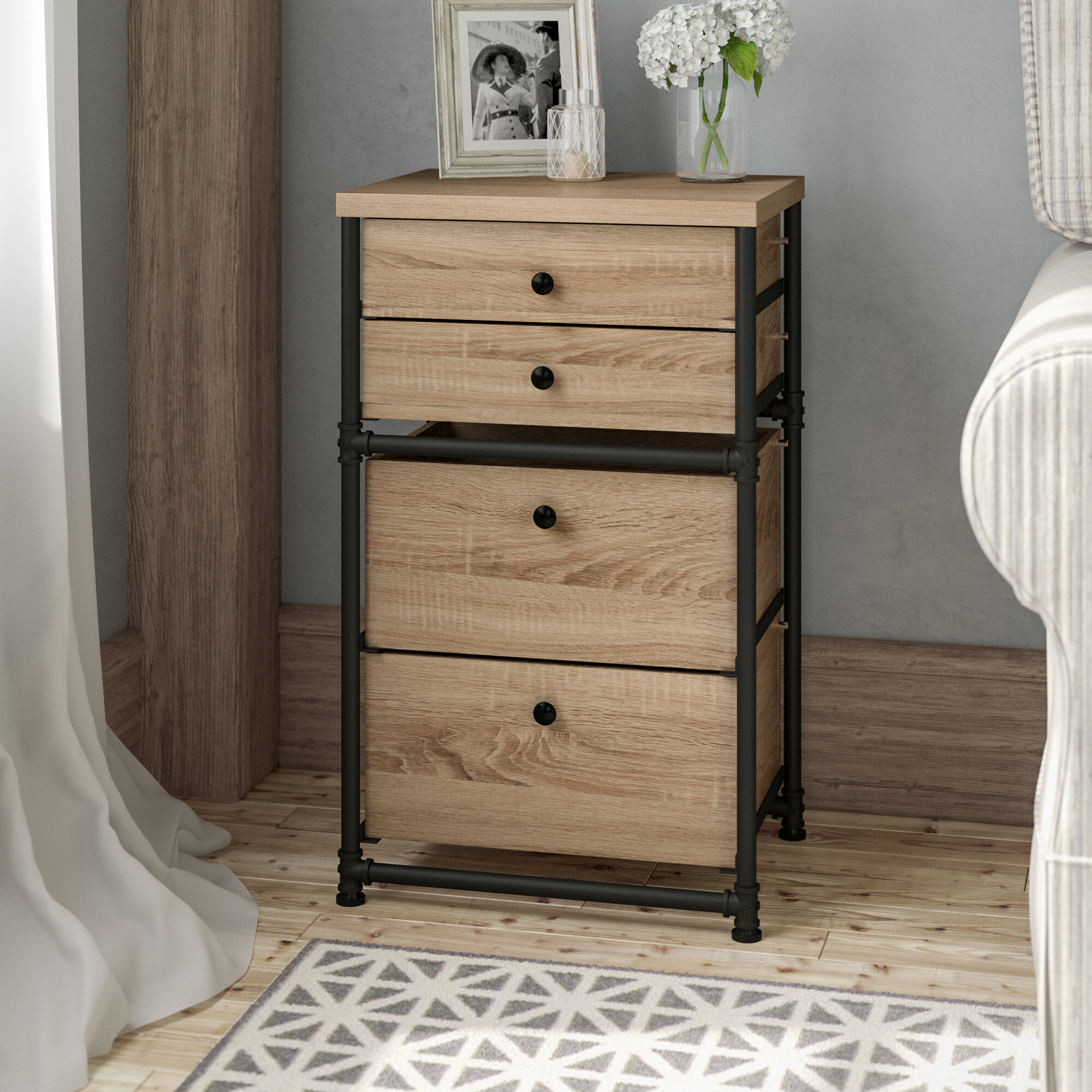 household essentials paper rope 3 drawer chest