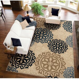 Maywood Beige/Navy/Blue Indoor/Outdoor Area Rug