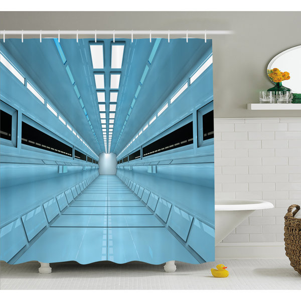 Ambesonne Outer Space Science Fiction Hole In Spaceship Shuttle Interior Futuristic Arrival Shower Curtain Set Wayfair