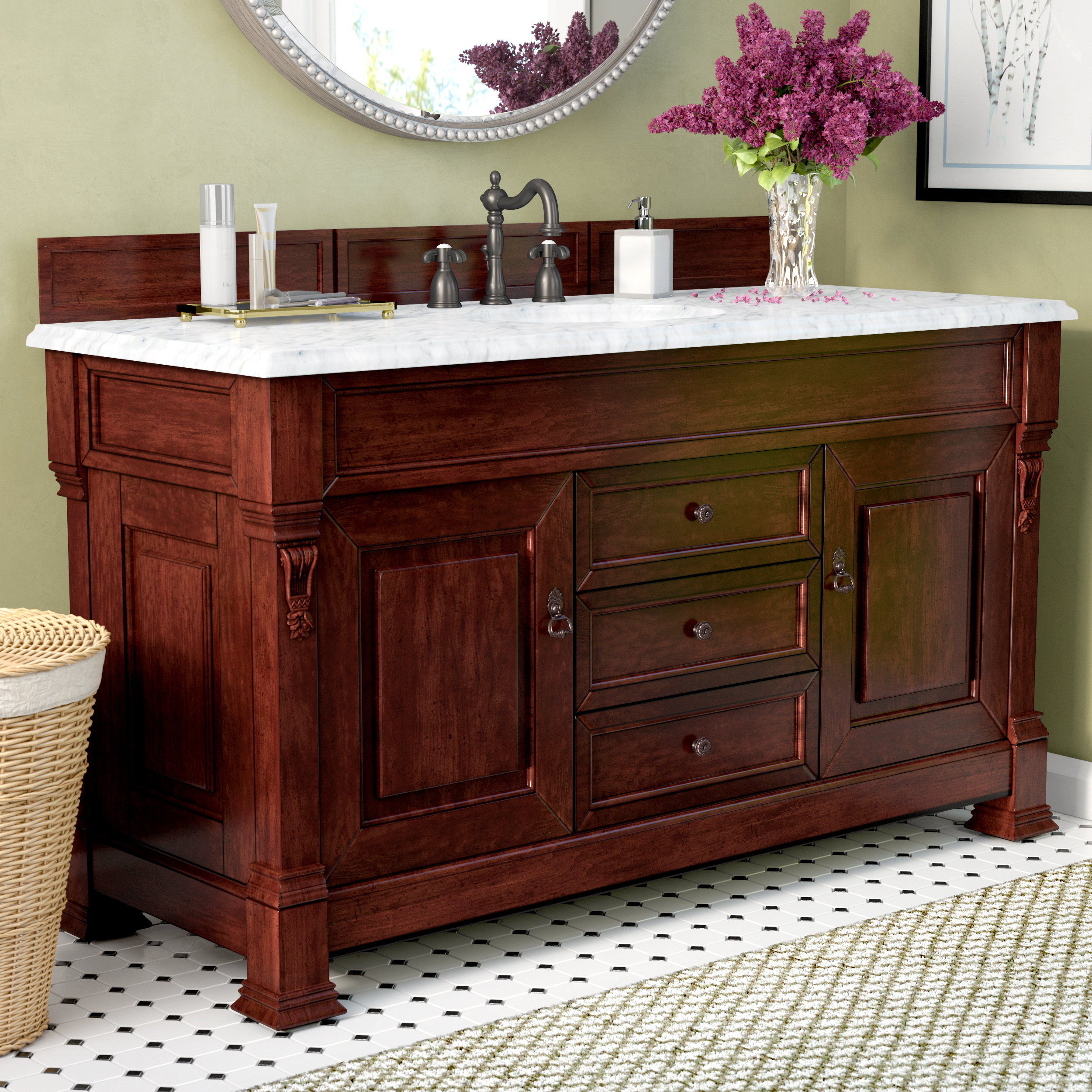 Darby Home Co Penelope 60 Single Burnished Mahogany Bathroom Vanity Darby Home Co Penelope 60 Single Burnished Mahogany Bathroom Vanity Set With Drawers Reviews Wayfair