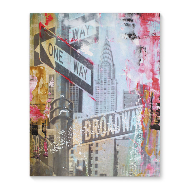 Latitude Run Nyc Abstract One Way Broadway Wrapped Canvas