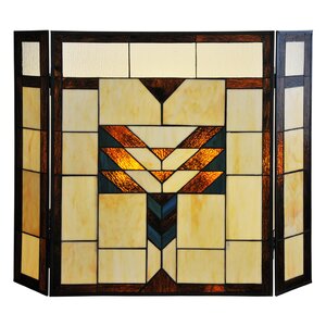 Mission Stained Glass Fireplace Screen