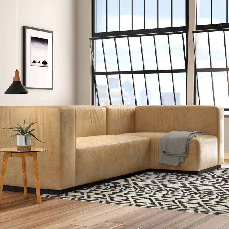 Cleon 130 Wide Genuine Leather Right Hand Facing Sofa Chaise Allmodern