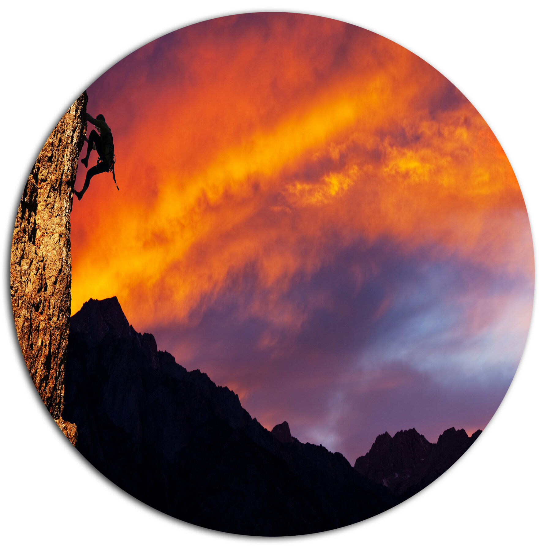 Designart Climber On Sunset Background Photographic Print On