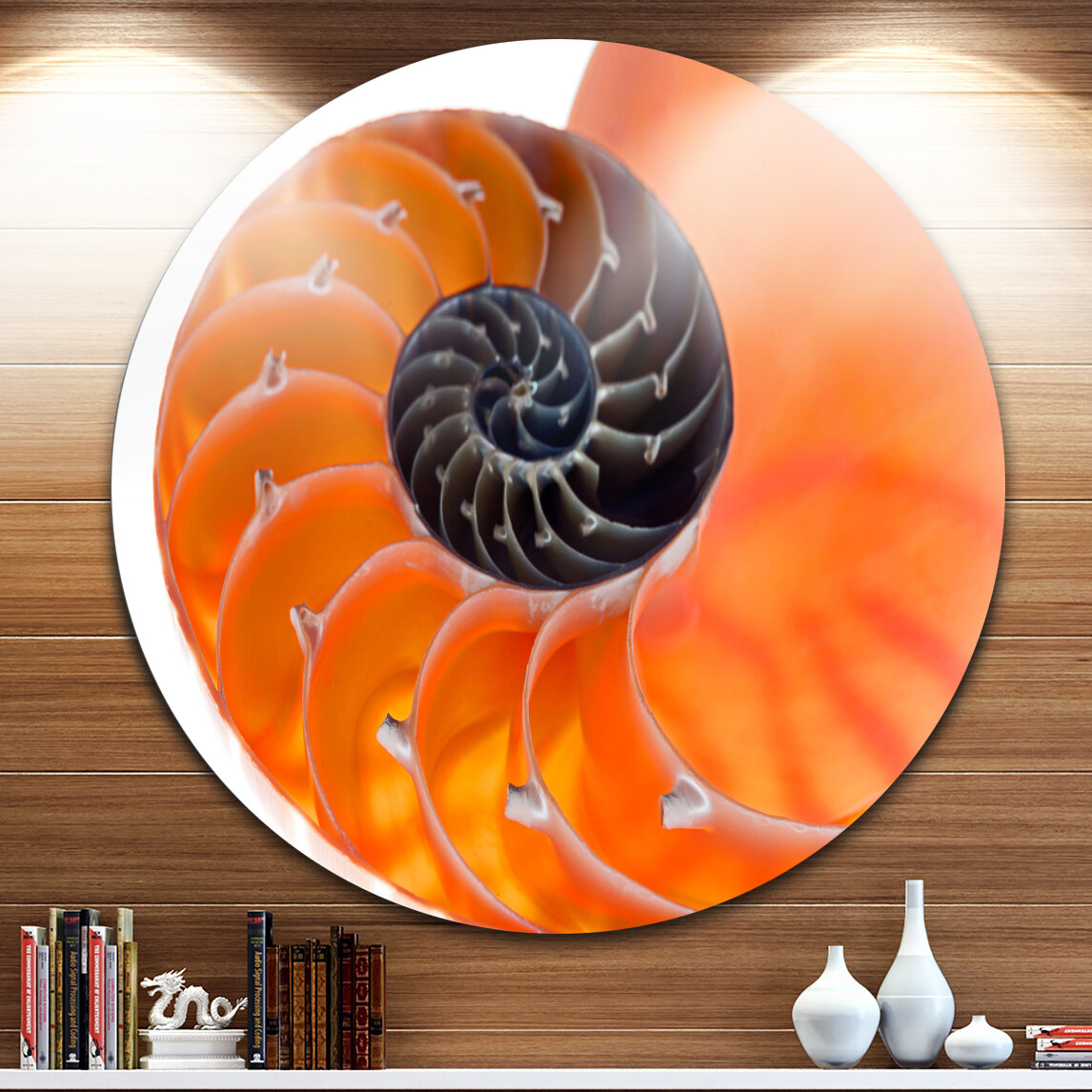 Designart Orange Nautilus Shell Unframed Graphic Art On Metal Wayfair