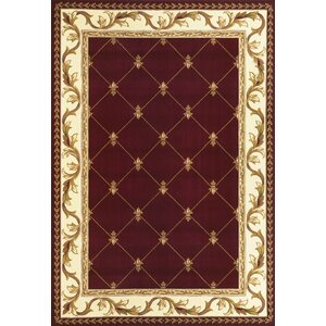 Barwin Fleur De Lis Red Area Rug