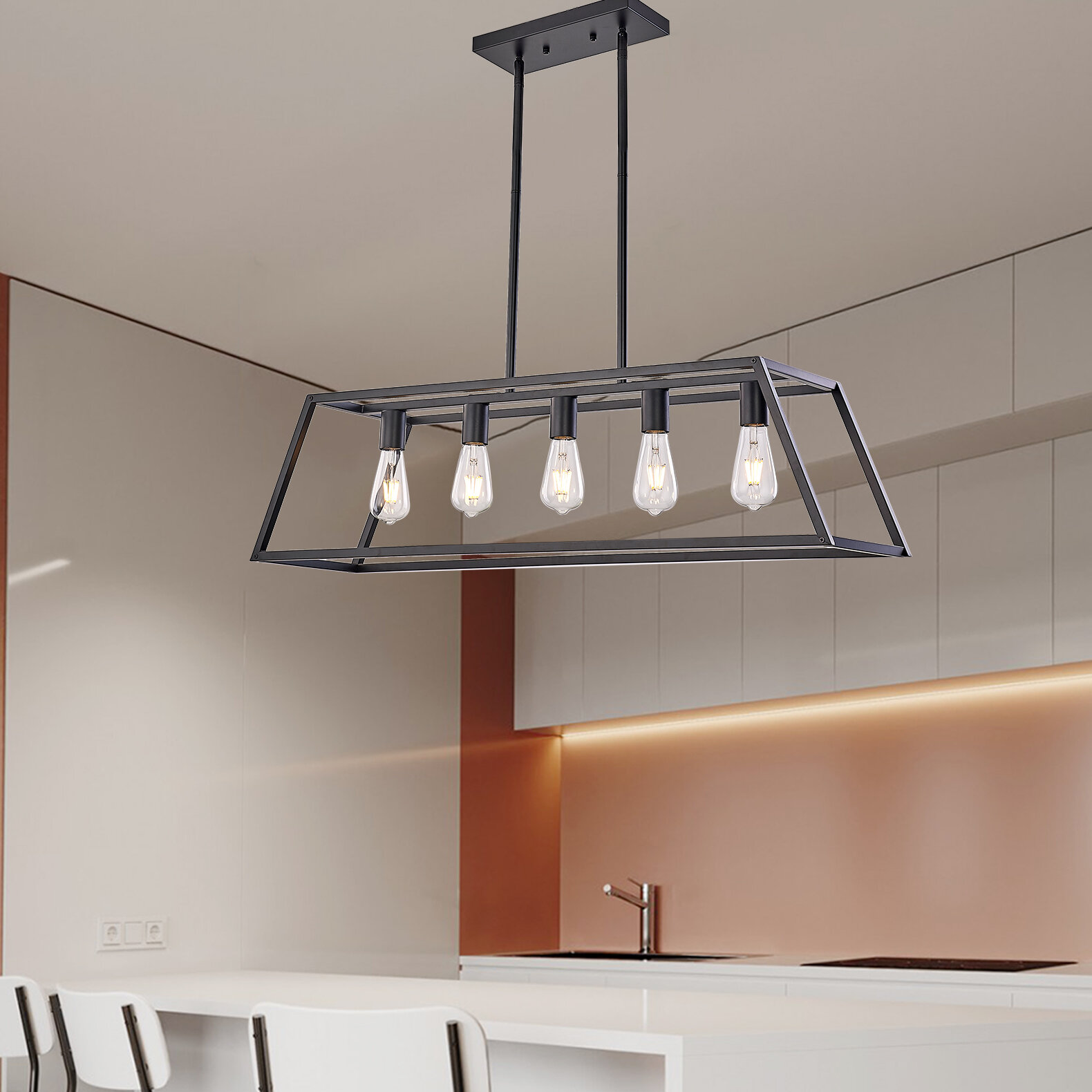 laplante 5 light kitchen island linear pendant gracie oaks