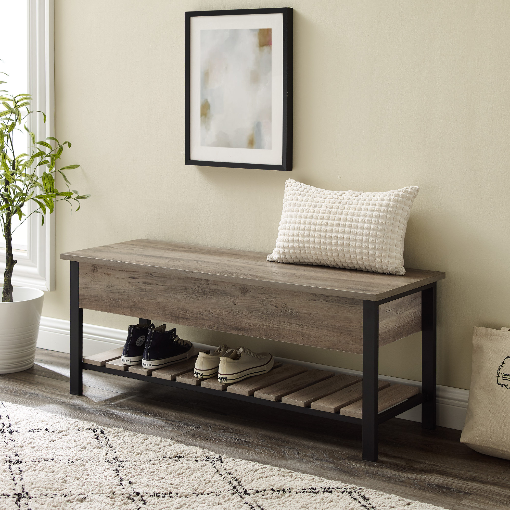 grey bench storage