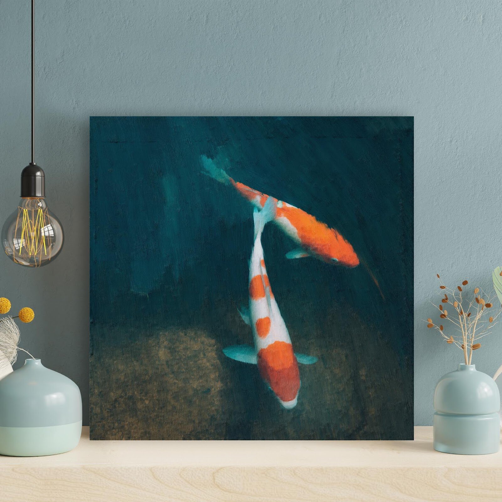 Bayou Breeze Two Koi Fish Swimming - Wrapped Canvas Painting | Wayfair