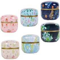 TooGet Elegant Metal Tinplate Empty Tins Round 6-Pack Shabby Chic Mini-Boxes for DIY Candles Party Favors Tea Dry Storage Spices and Gifts Home Kitchen Storage Containers Candy 