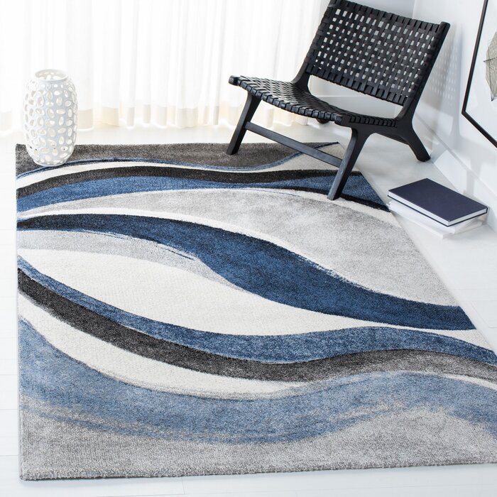 Orren Ellis Tornillo Abstract Gray/Blue Area Rug & Reviews | Wayfair