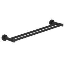 Double Bar Towel Rail Wall Mounted Stainless Steel Round Base 24 inch Towel Holder
