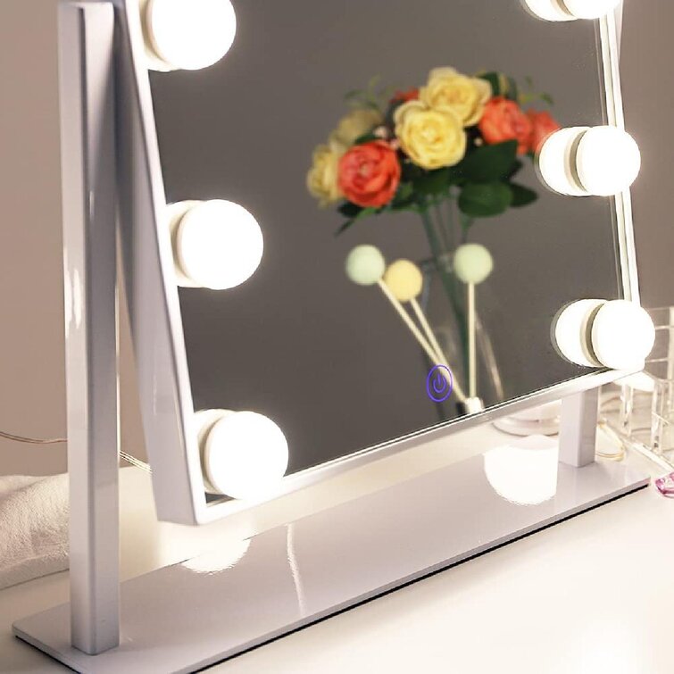 3 Different Lighting Settings Chende Lighted Vanity Mirror with Dimmable LED Bulbs Hollywood Style Makeup Mirror with Lights for Touch Control Design 