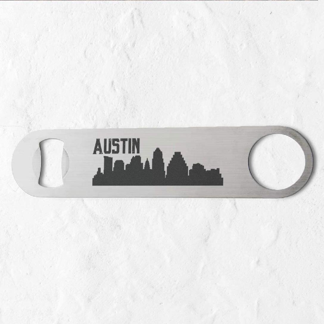 Indianapolis Skyline Stainless Steel Heavy Duty Flat Bar Key Beer Laser Etched Bottle Opener
