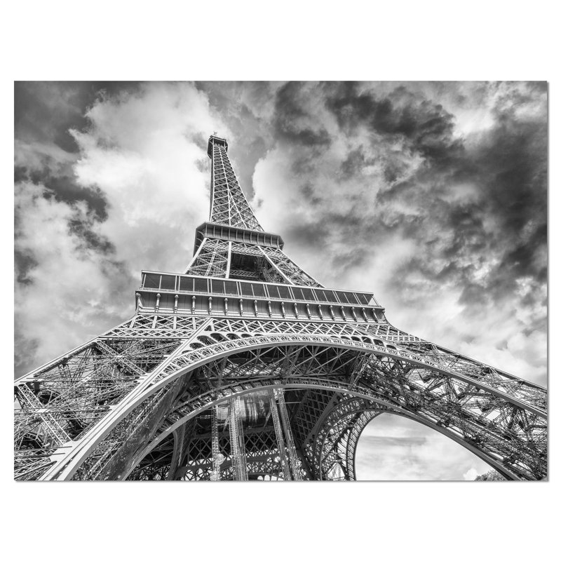 Designart Black And White View Of Paris Eiffel Tower Cityscape