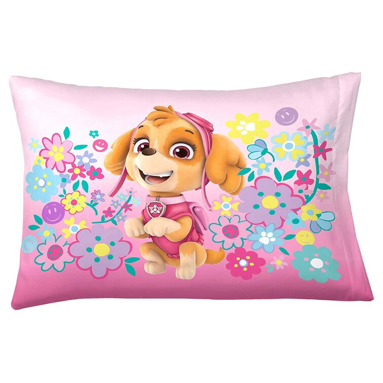 1 Piece Pillow Case Only Paw Patrol Girl Reversible Pillowcase for Kids 20 X 30 Inch Flower Doggies Standard Kids Pillowcase