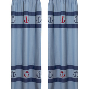 Nautical Nights Nautical Semi-Sheer Rod pocket Curtain Panels (Set of 2)