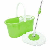 Spin Mop Rotating and Bucket Set w/ Wheels 2 Microfiber Mop Heads 360°Spin US 