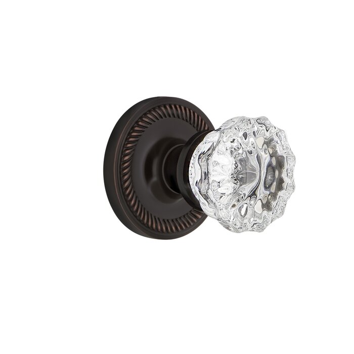Clear Crystal Interior Mortise Door Knob With Rope Rosette