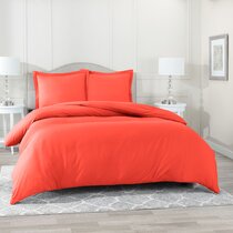 500TC Luxury Burnt Orange Jacquard Tafetta Duvet Cover Bedding Set 4pc 